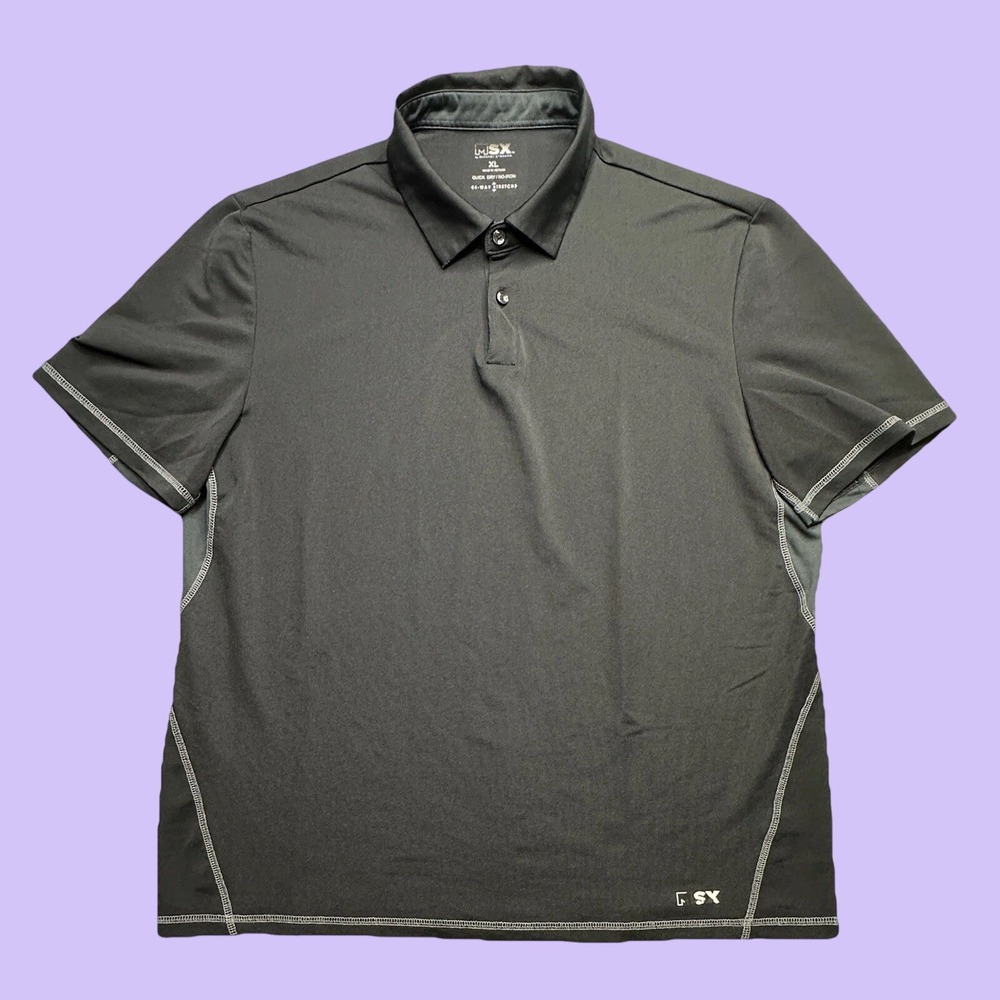 MSX Polo Shirt Men XL Black Michael Strahan Short Sleeve Quick Dry 4-Way Stretch